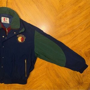 Vintage Windsor After Five Windbreaker Jacket Size Large Blue Green Colorblock